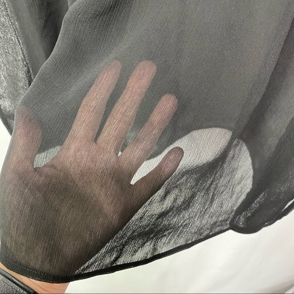 Merona- Black Sheer V neck drawstring Coverup S - Picture 6 of 8